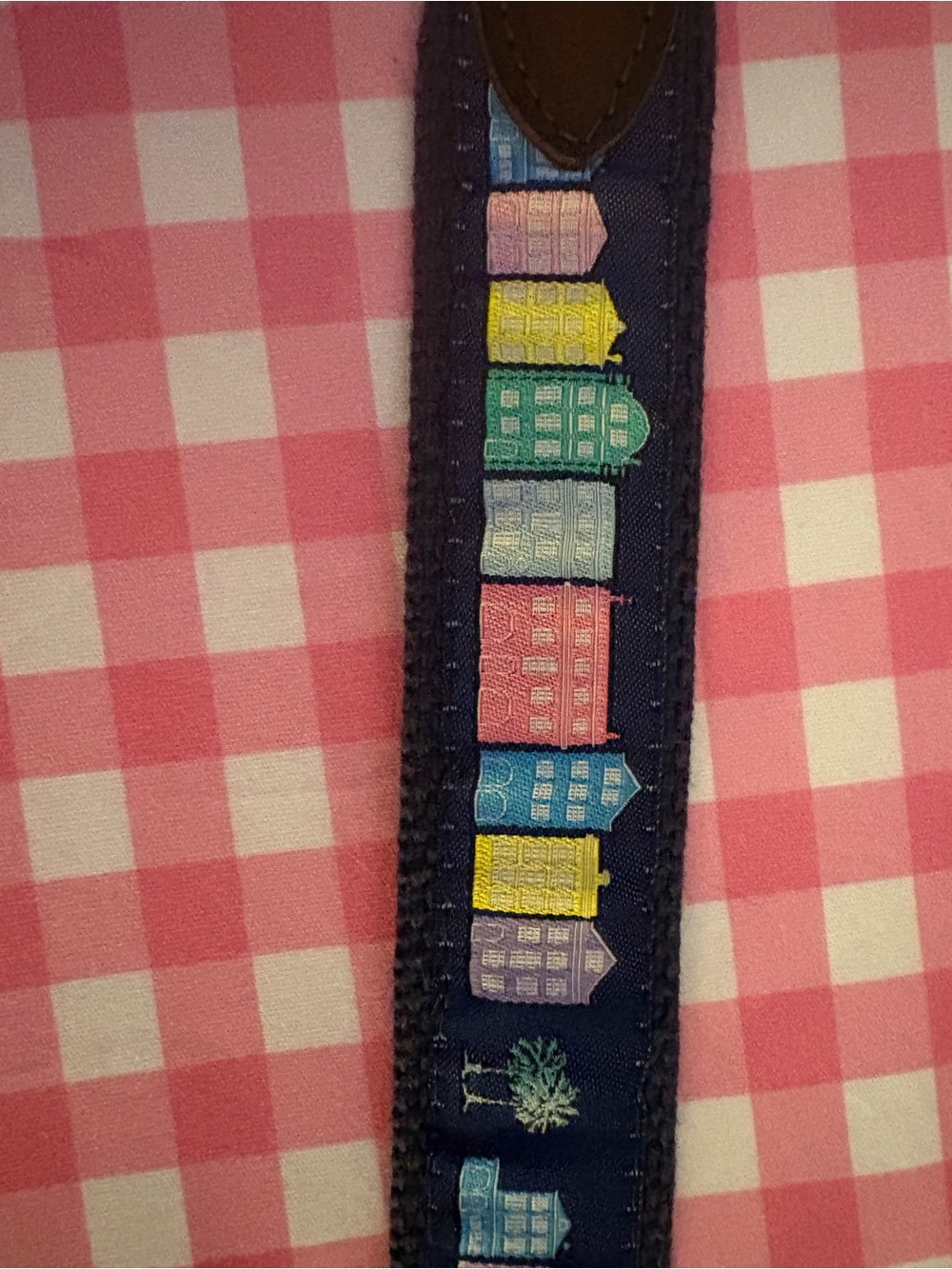Kids Navy Belt with Colorful House Embroidery